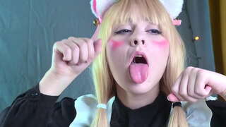 ���ेनिला Nekopara बड़ा मुर्गा सवारी और squirts