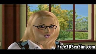 Топла 3D ученичка лижење на абонос babes тесни пичка